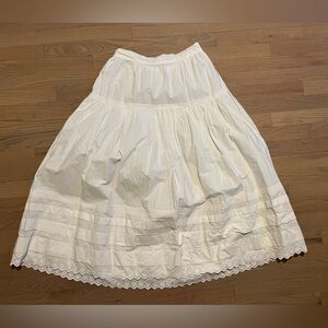 Doen DÔEN Sebastiane Skirt pintuck White Salt Midi size M tiered organic poplin